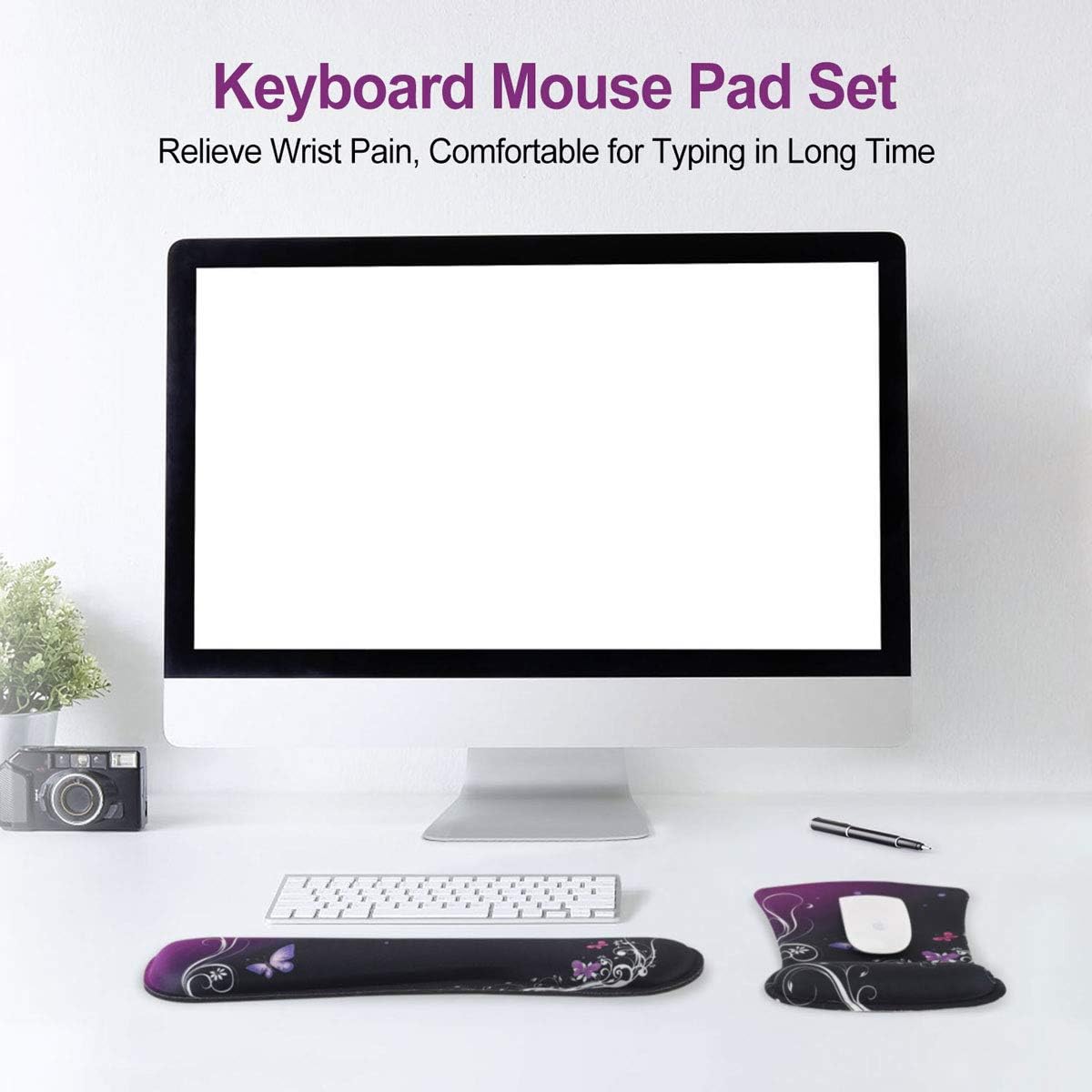 Keyboard Wrist Rest Pad Ergonomic Mouse Pad Set, ToLuLu Gel Mouse Pad Wrist Support for Computer Laptop, Mousepad Keyboard Wrist Support with Memory Foam for Easy Typing Pain Relief, Van Gogh Painting