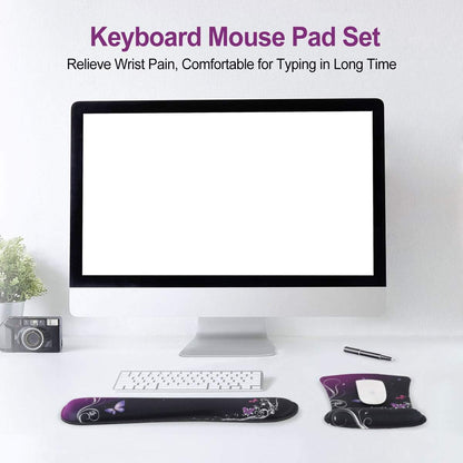 Keyboard Wrist Rest Pad Ergonomic Mouse Pad Set, ToLuLu Gel Mouse Pad Wrist Support for Computer Laptop, Mousepad Keyboard Wrist Support with Memory Foam for Easy Typing Pain Relief, Van Gogh Painting