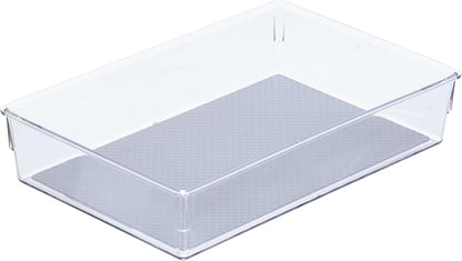 Glad Drawer Organizer Bin, 15x9 - Divided Clear Plastic Storage Tray for Junk Drawers, Kitchen Utensils, Bathroom Vanity, and Organizing Pantry - BPA Free, Food Safe, Non Slip