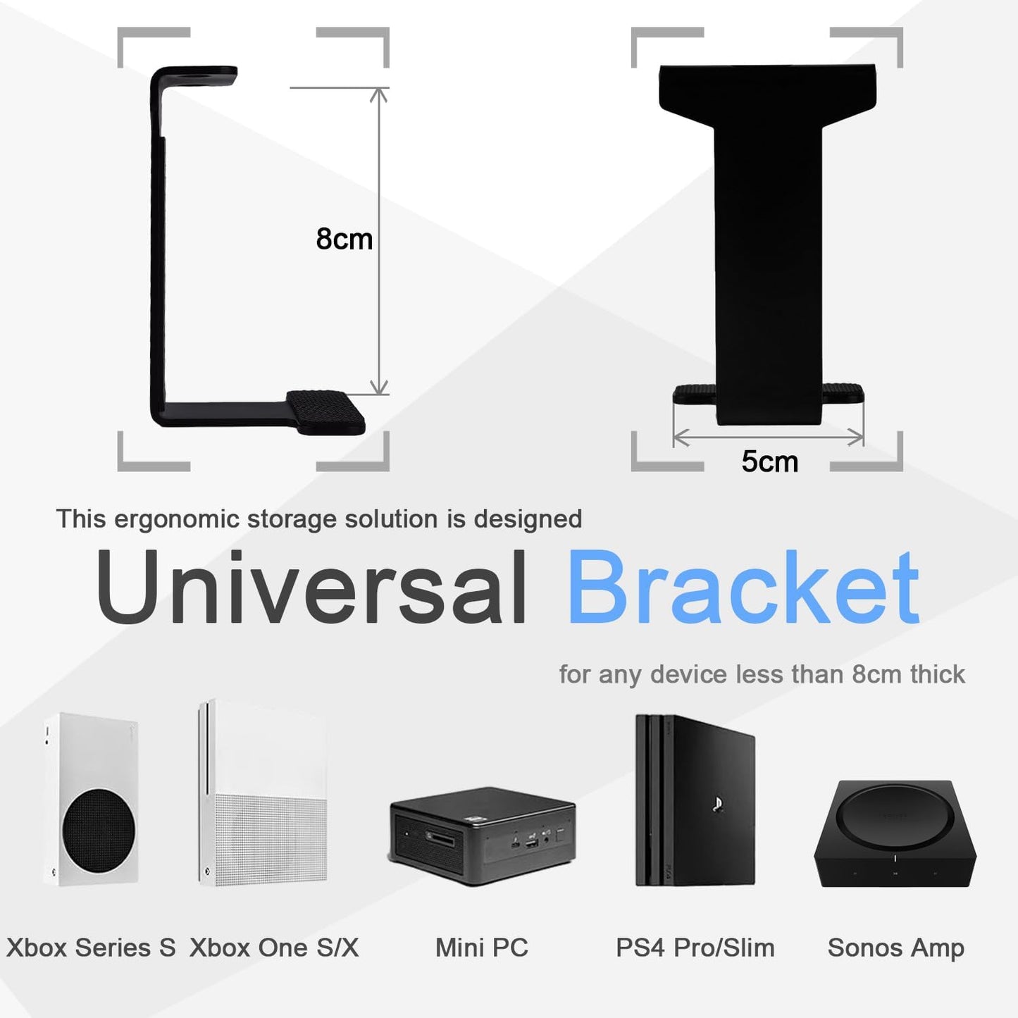 IFCASE Metal Under Desk Shelf Mount Holder for Laptop, Xbox Series S, Xbox One S/X, PS4 Slim/Pro, Desktop Mini PC, Wireless Amplifier, CalDigit TS4 (Black)