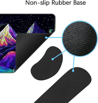MIBITRI Keyboard Mouse Pad Set, Extended Gaming Mouse Pad+Ergonomics Keyboard Wrist Rest Support, Memory Foam, Easy Typing Pain Relief, 4Pcs XXL Ultra Thick Desk Mat, Enchanted Bookshelf