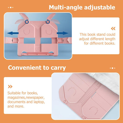 VILLCASE Multi-Functional Reading Stand and Tablet Holder, Portable Pink Book Stand with Document Holder for Students and Office Desk Use