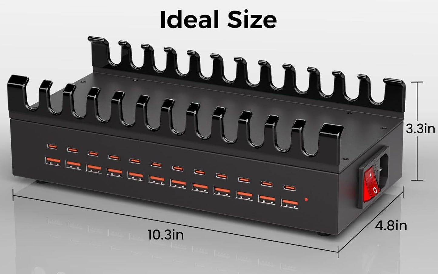 300W USB Charging Station for Multiple Devices, 24 Port USB C Fast Charging Station, Multi Device Charger Station Organizer Compatible with Tablet, Laptop, Cellphone, iPhone, iPad (300, Watts)