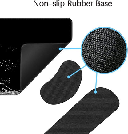 MIBITRI Keyboard Mouse Pad Set, Extended Gaming Mouse Pad+Ergonomics Keyboard Wrist Rest Support, Memory Foam, Easy Typing Pain Relief, 4Pcs XXL Ultra Thick Desk Mat, Enchanted Bookshelf