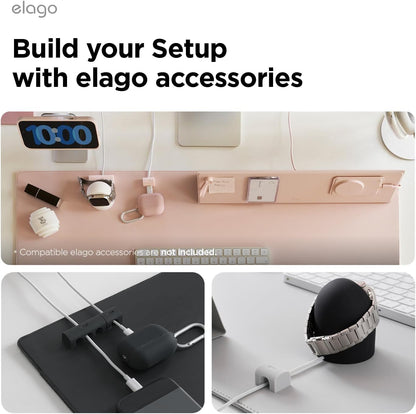 elago Magnetic Cable Management Organize 4 Cables, Powerful Magnets, Wire Holder Keeper Organizer Phone Home Office Desk Compatible with Magnetic Pad (1 Slot +3 Slot Set)[Stone]