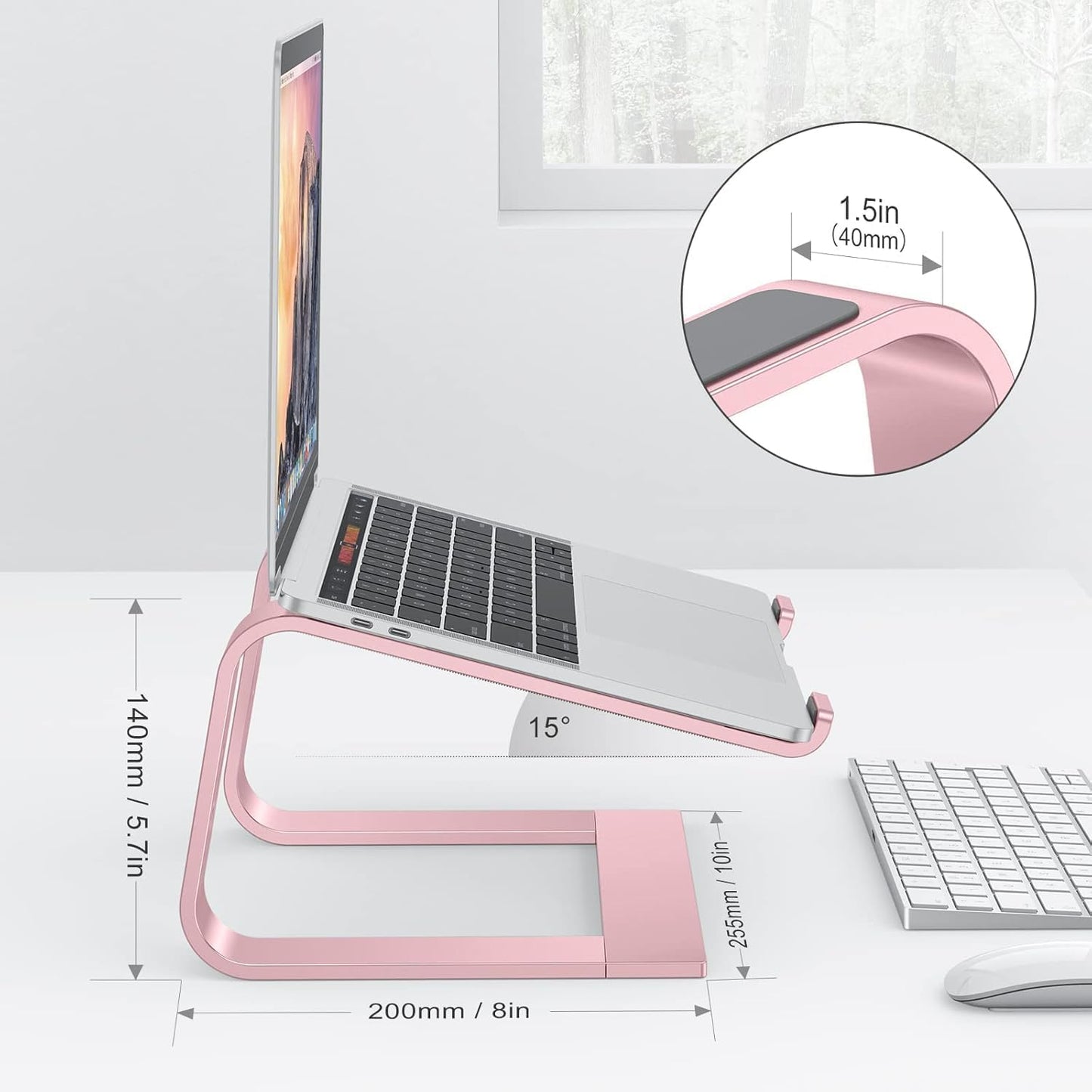 OMOTON Laptop Stand, Detachable Laptop Mount, Aluminum Laptop Holder Stand for Desk, Compatible with MacBook Air/Pro, Dell, HP All Laptops (11-16 inch), Silver