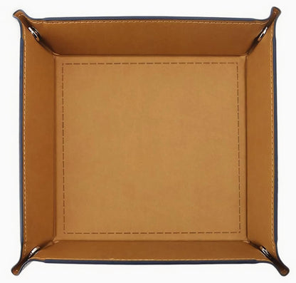 siduater Valet Tray Desktop Storage Organizer, Vegan Leather Catchall Bedside Vanity Tray Nightstand Caddy Holder for Remote Controller, Watch, Keys, Phone, Wallet, Sunglasses, Jewelry - Map
