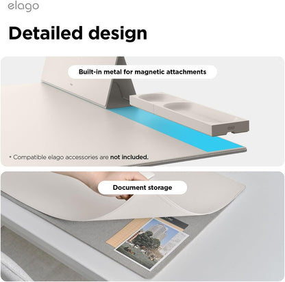 elago Smart Magnetic Desk Mat Compatible with All Magnetic Products -Paper Protector, Mouse Pad, Laptop, Non-Slip Top, Premium Waterproof Writing Pad for Office and Home (Stone [Large]