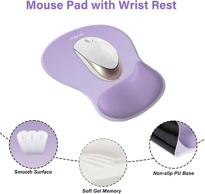MOSISO Wrist Rest Support for Mouse Pad&Keyboard Set, Ergonomic Mousepad with Concave Curved Memory Foam, Non-Slip Base Pain Relief Comfortable Rectangular Easy Typing Pad for Home/Office, Brown