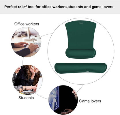 MOSISO Wrist Rest Support for Mouse Pad & Keyboard Set, Ergonomic Mousepad Non-Slip Base Home/Office Pain Relief & Easy Typing Cushion with Neoprene Cloth & Raised Memory Foam, Apricot