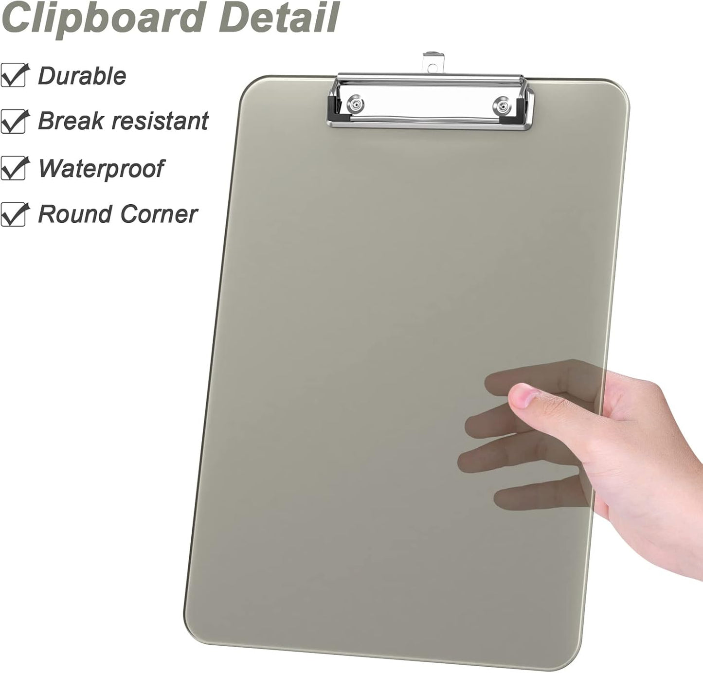 Rimilak 8.5 x 11 Plastic Clipboards Set of 2, Low Profile Metal Clip, Translucent Board, 12.5 x 9 in Letter Size, Office Supply, Back to School, Purple