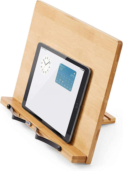 Adjustable Book Stand, Stable and Lightweight Wooden Textbook Holder Stand, Bible/Recipe/Pad/Reading/Cooking Book Tray