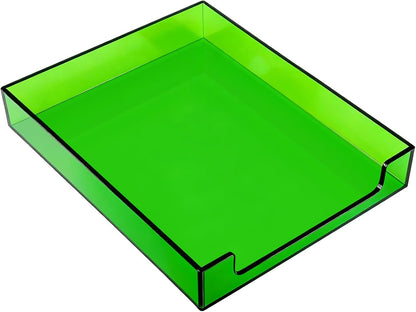 Paper Tray Acrylic File Organizer for Desk Letter Tray Desk Organizer Document Holder Sorter Storage for A4 Office Supplies Magazines, 13.8x10.6x2.4 Inches, Neon Pink