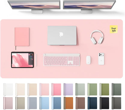 YSAGi Leather Desk Protector, Office Mat, Large Mouse Mat, Non-Slip PU Leather Blotter, Laptop Pad, Waterproof Writing Pad for Office and Home (Light Pink, 23.6" x 13.8") - Colors B