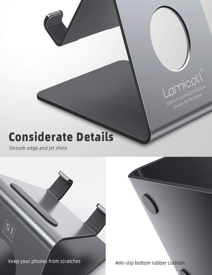 Lamicall Cell Phone Stand, Phone Dock: Cradle, Holder, Stand for Office Desk - Black