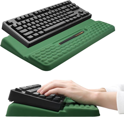 Computer Keyboard Stand Pad with Wrist Rest, Ergonomic Comfy Tilted Keyboard Stand Riser Holder Pad for Office Home (Black)