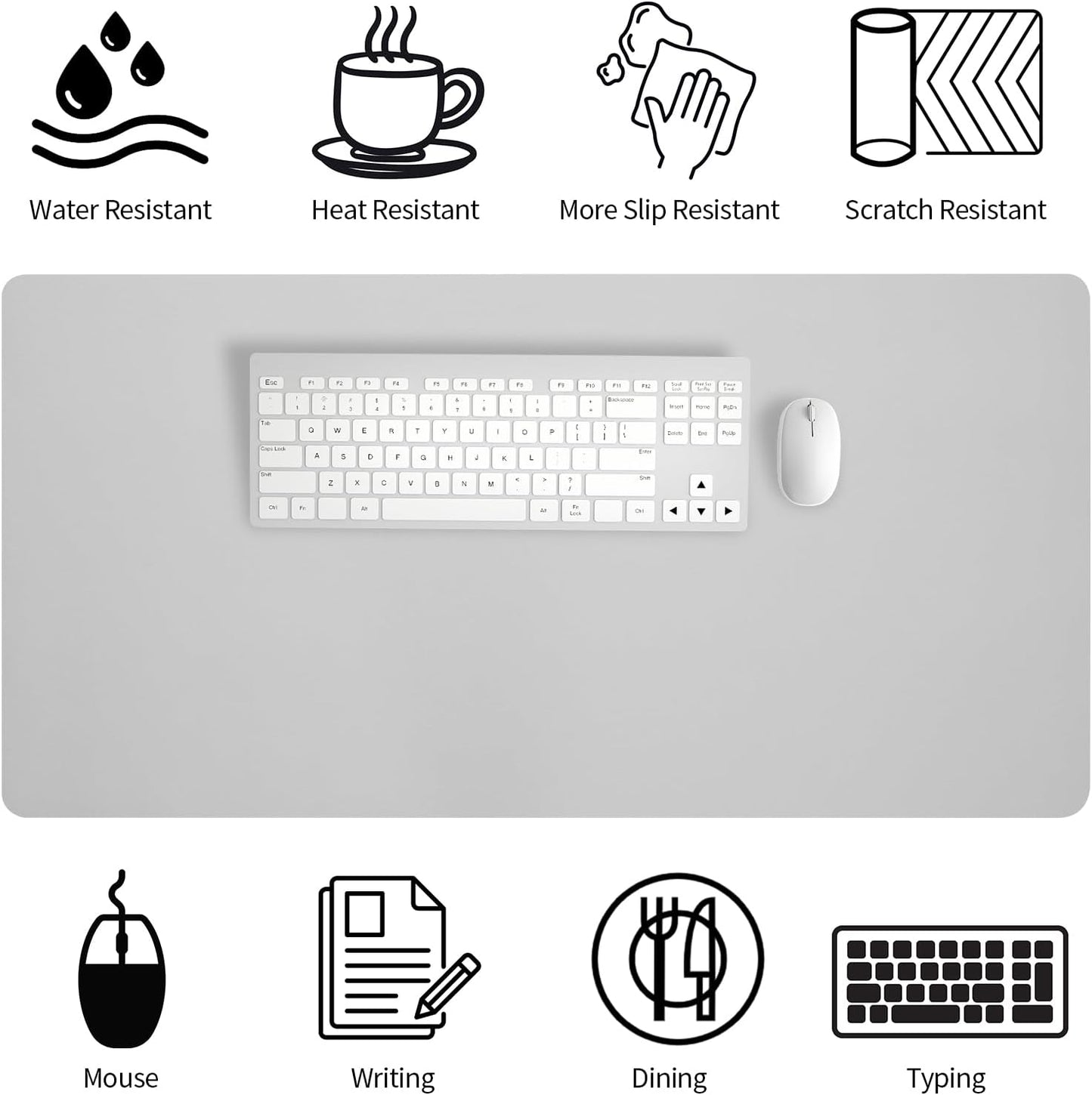 Bloss Leather Desk Pad and Keyboard Wrist Rest, Large Mouse Pad + Keyboard Pad+Mouse Wrist Support, Non-Slip Desk Mat Protector for Office, Home(31.5×15.7 Inches,Beige)