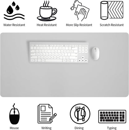 Bloss Leather Desk Pad and Keyboard Wrist Rest, Large Mouse Pad + Keyboard Pad+Mouse Wrist Support, Non-Slip Desk Mat Protector for Office, Home(31.5×15.7 Inches,Beige)
