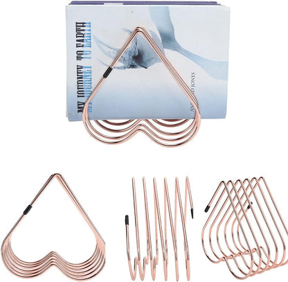 Watris Veiyi Files Folder Stand, Desktop Iron Storage Rack, Book Record Holder, Desktop Album Storage Rack, Vinyl Record Stand Holder, 5 Slot Heart Shaped File Holder for Desk (Rose Gold)