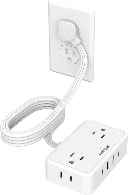 HOPOW Desk Clamp Power Strip, Desktop Mount Charging Station with 4 Outlets 4 USB Ports (2 USB C), 10Ft Under Desk Power Strip, Fits 2.75" Tabletop Edge, Extension Cord for Home Office, Black