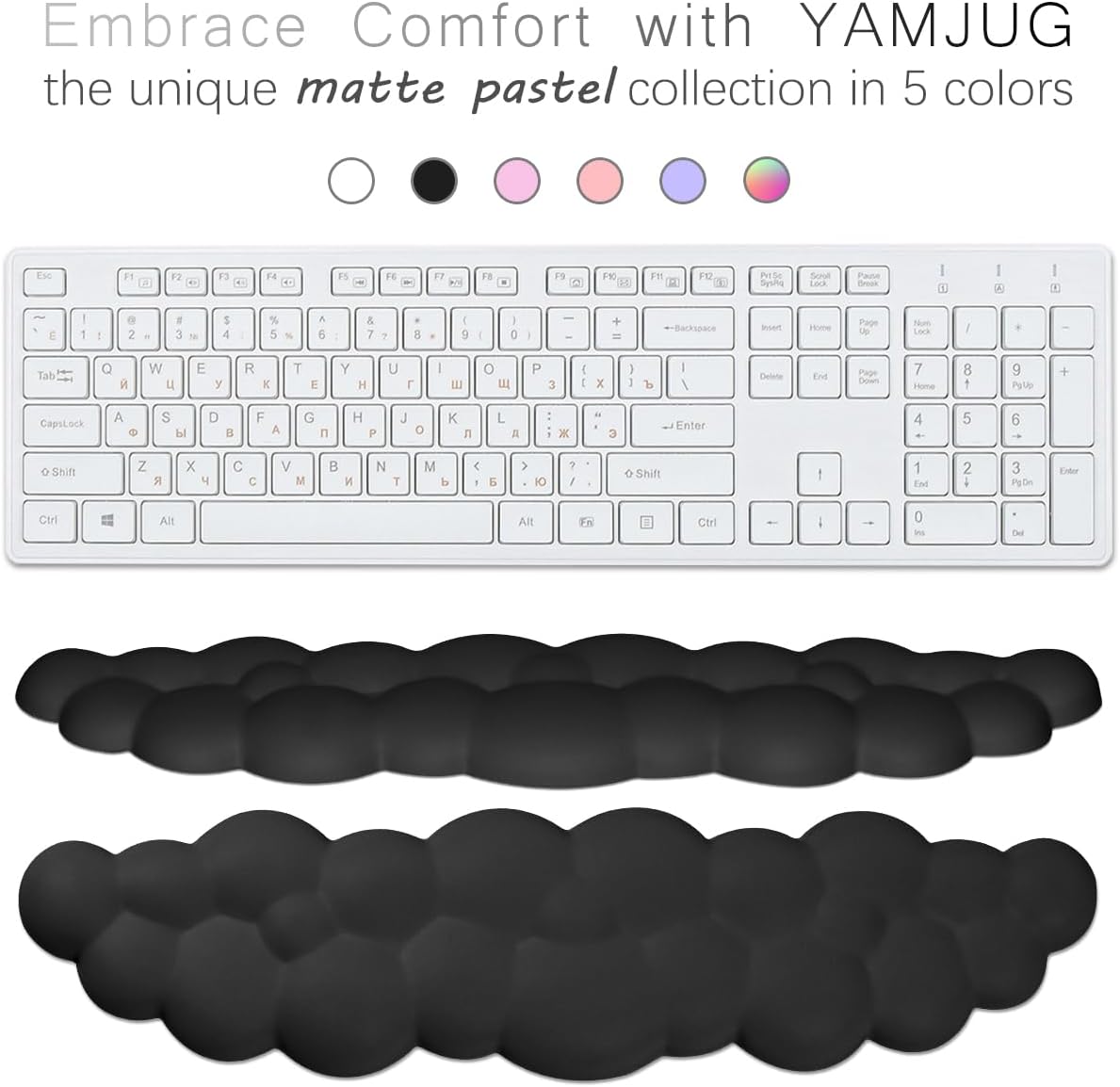 Cloud Wrist Rest Keyboard Palm Rest with Non-Slip Base for Computer Gaming Wrist Rest, YAMJUG Cloud Arm Rest Keyboard Wrist Pad Rainbow