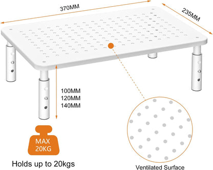 Bracwiser Monitor Stand Riser, Metal Computer Stand, 3 Height Adjustable Screen Riser with Mesh Platform for PS4, Laptop, Printer, Notebook and All Flat Screen, Holds Up to 20KG