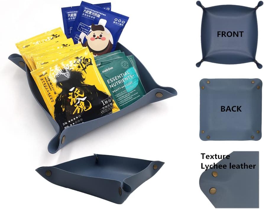 4 Pack Valet Tray PU Leather Jewelry Tray for Women and Man Portable Catchall Travel Storage Dish Plate Key Tray For Entryway Desk Organizer for Phone, Keys, Glasses, Wallet, Earphone, Watch, Coin