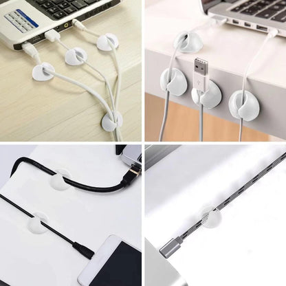 CHEFBEE 8 Pack Adhesive Cable Clips, Cable Cord Holder Organizer Management System for Desk, Wire Clips for All Your Computer, Electrical, Charging or Mouse Cord, Black