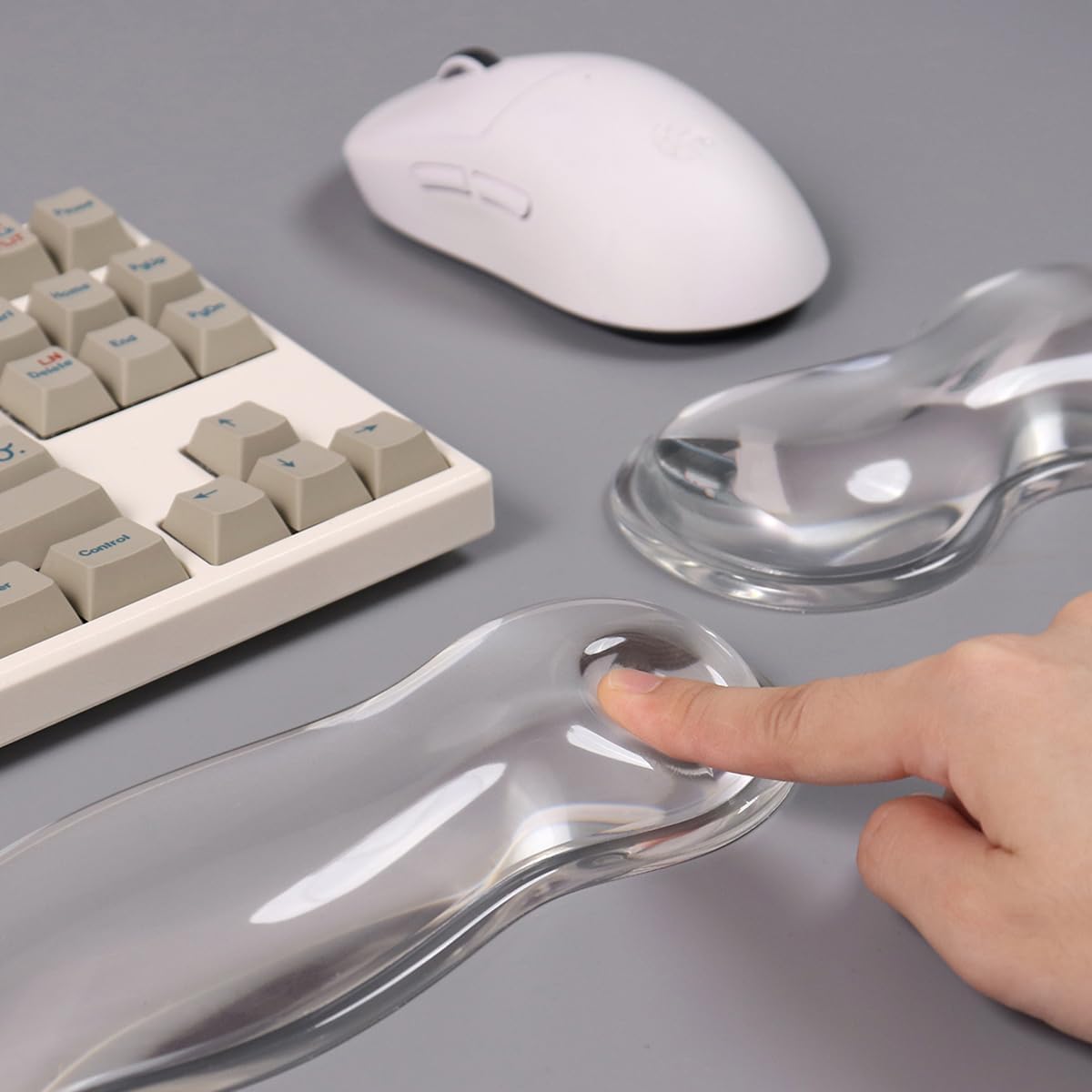 Clear Gel Wrist Rest for Keyboard and Mouse, Green Silicone Mouse Wrist Rest Set, Cute Ergonomic Wrist Rest for Keyboard 60%/75%(Green)