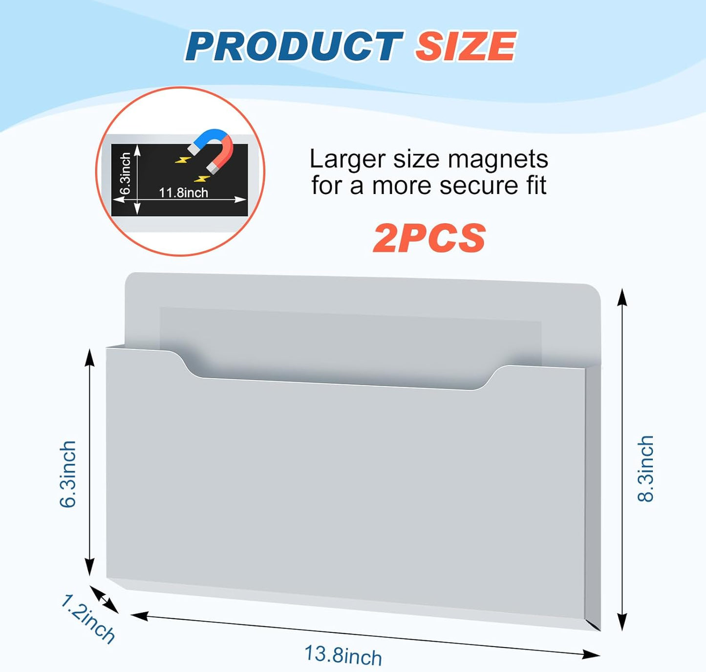 Feifeiya 2 Pcs Magnetic File Folder Wall Hanging Holder Large Pocket Paper Magazine Mail Organizer for Refrigerator Classroom Locker Whiteboard(Vertical,Purple Color,12.2 x 9.4 Inches)