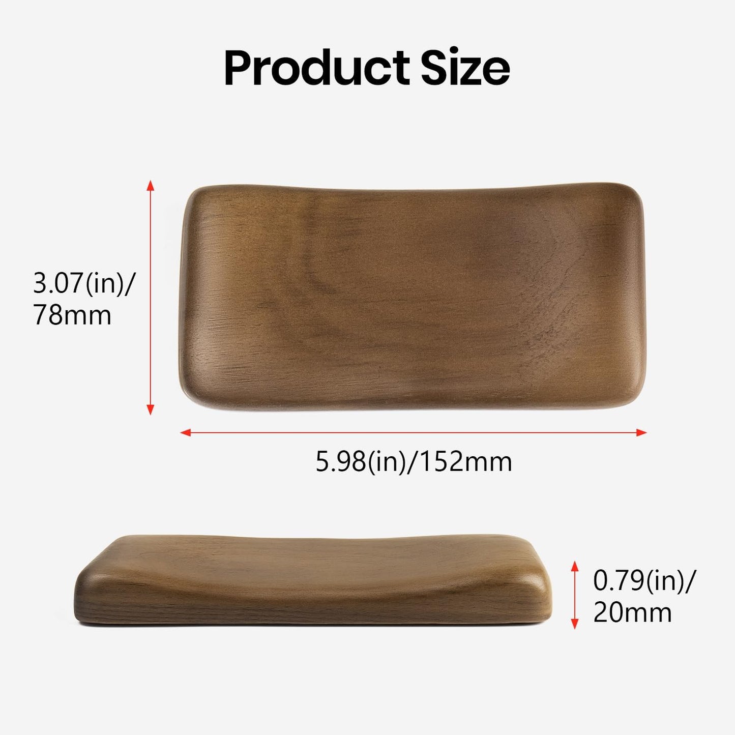 Walnut Wooden Wrist Rest for Mechanical Keyboard, Ergonomic Design for Wrist Pain Relief, Smooth No Odor and Easy to Clean, Support Wrist to Coding Typing and Playing (for 104 Key)
