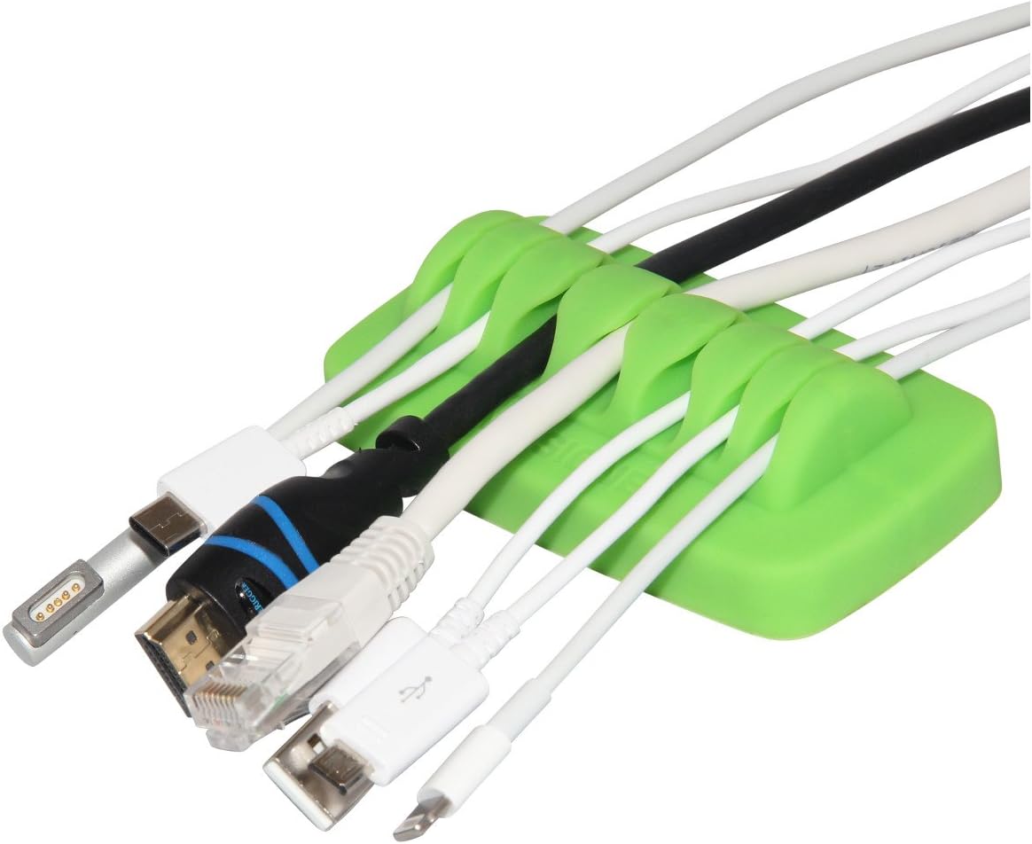 Heaviest Cable Organizer on The Market! Compact and Weighted Desktop Cord Holder and Cable Organizer, Eco-Friendly Silicone, No Bad Smell, Bundled with 4 Reusable Cable Ties! (Black)