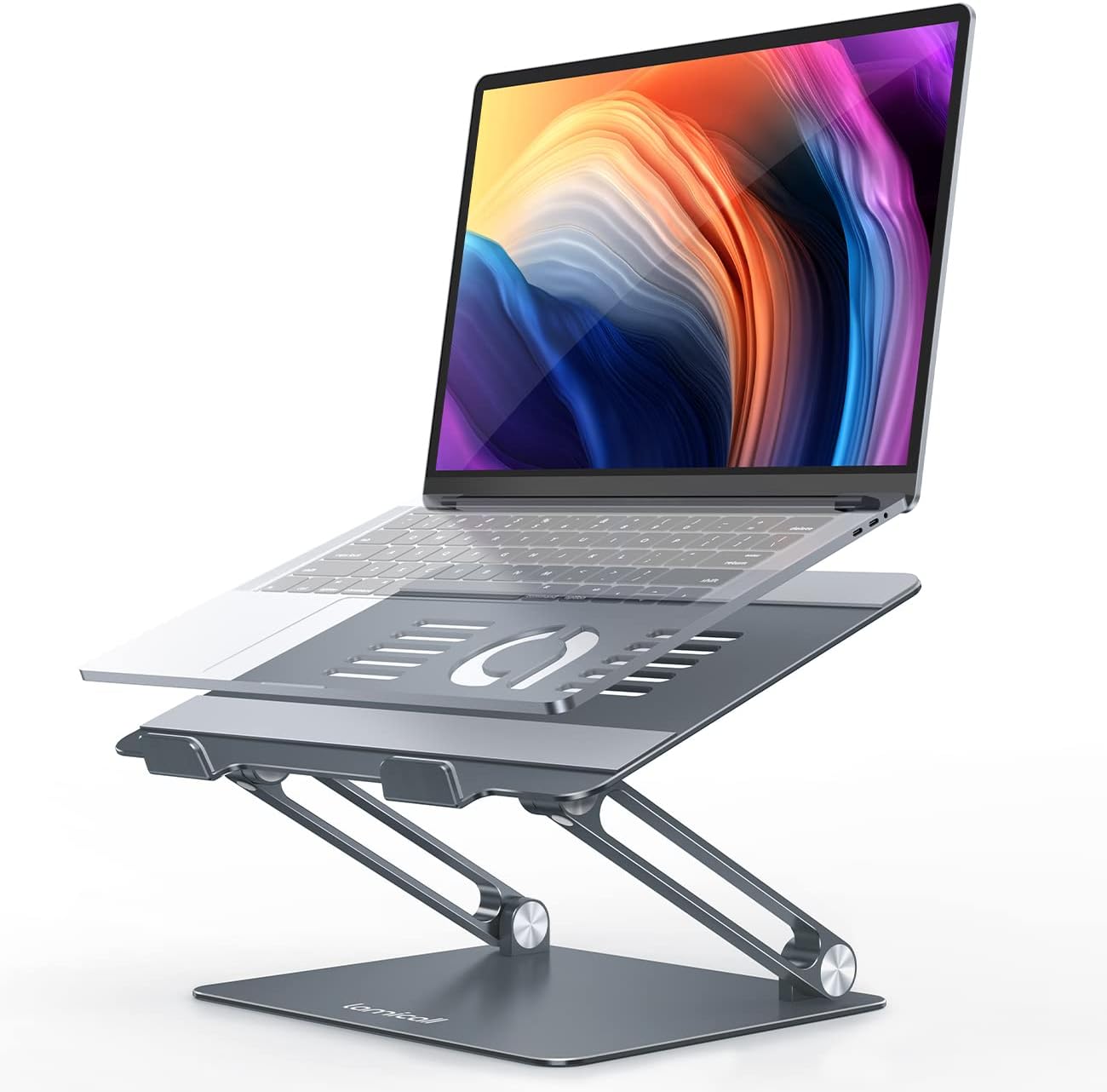 Lamicall Adjustable Laptop Stand, Portable Laptop Riser, Aluminum Laptop Stand for Desk Foldable, Ergonomic Computer Notebook Stand Holder for MacBook Air Pro, Dell XPS, HP (10-17.3'') - Black
