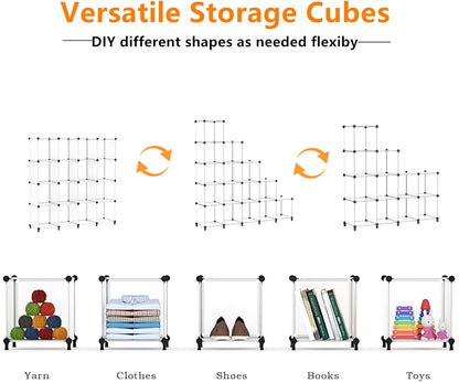 AWTATOS Cube Storage Organizer, 16 Cube Closet Organizer, Stackable Storage Cube Shelves, DIY Portable Closet Clothes Organizer Shelving for Bedroom, Closet, Wardrobe, Bathroom, White