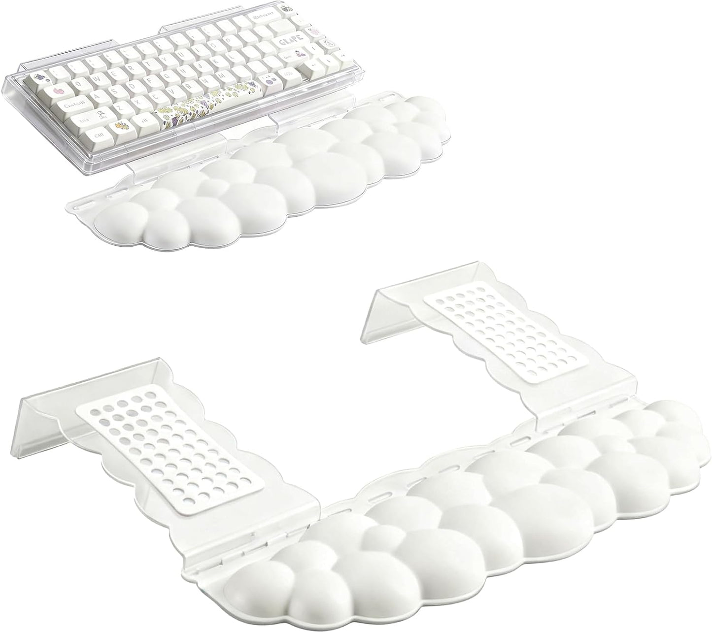 Ergonomic Keyboard Wrist Rest,Adjustable Tilt Stand Combo,Pink Acrylic Cloud Comfort Wrist Support, Customizable Width Riser for Home,Office Desk - Portable Comfortable Typing (Pink)