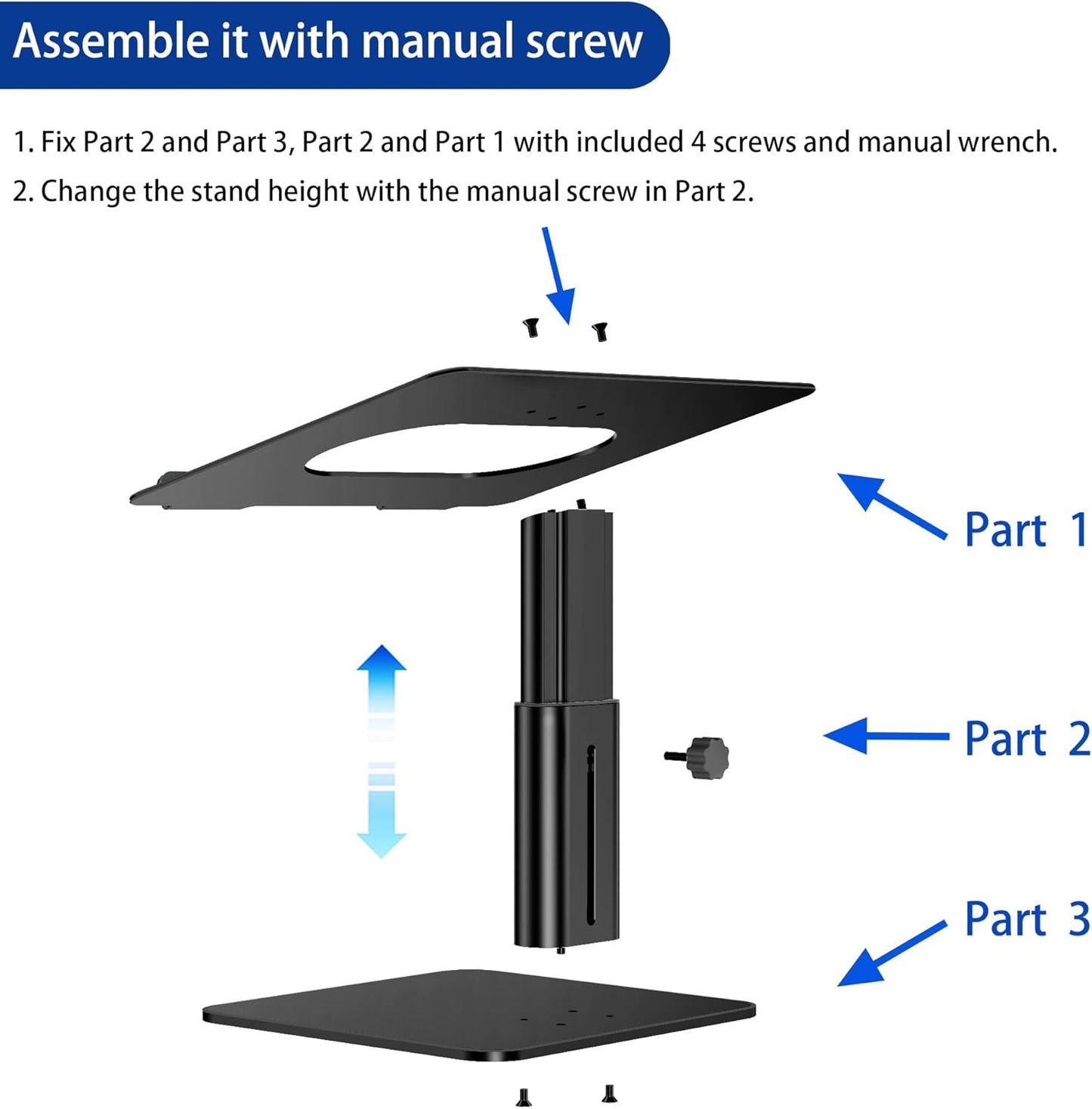 BESIGN LSX6 Computer Holder Stand, Ergonomic Adjustable Notebook Riser for Standing Work, Compatible with Air, Pro, Dell, HP, Lenovo More 10-14" Laptops, Black