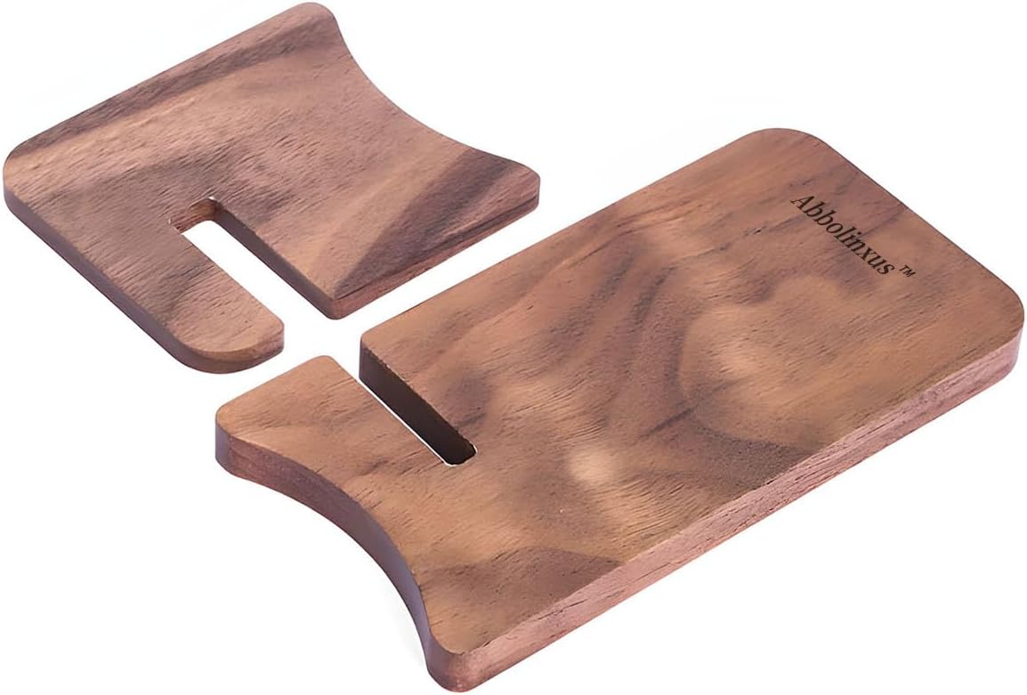 Solid Wood Phone Stand, Desktop Wooden Phone Stand, Simple Phone Holder, Compatible with All Phones (Walnut Wood)