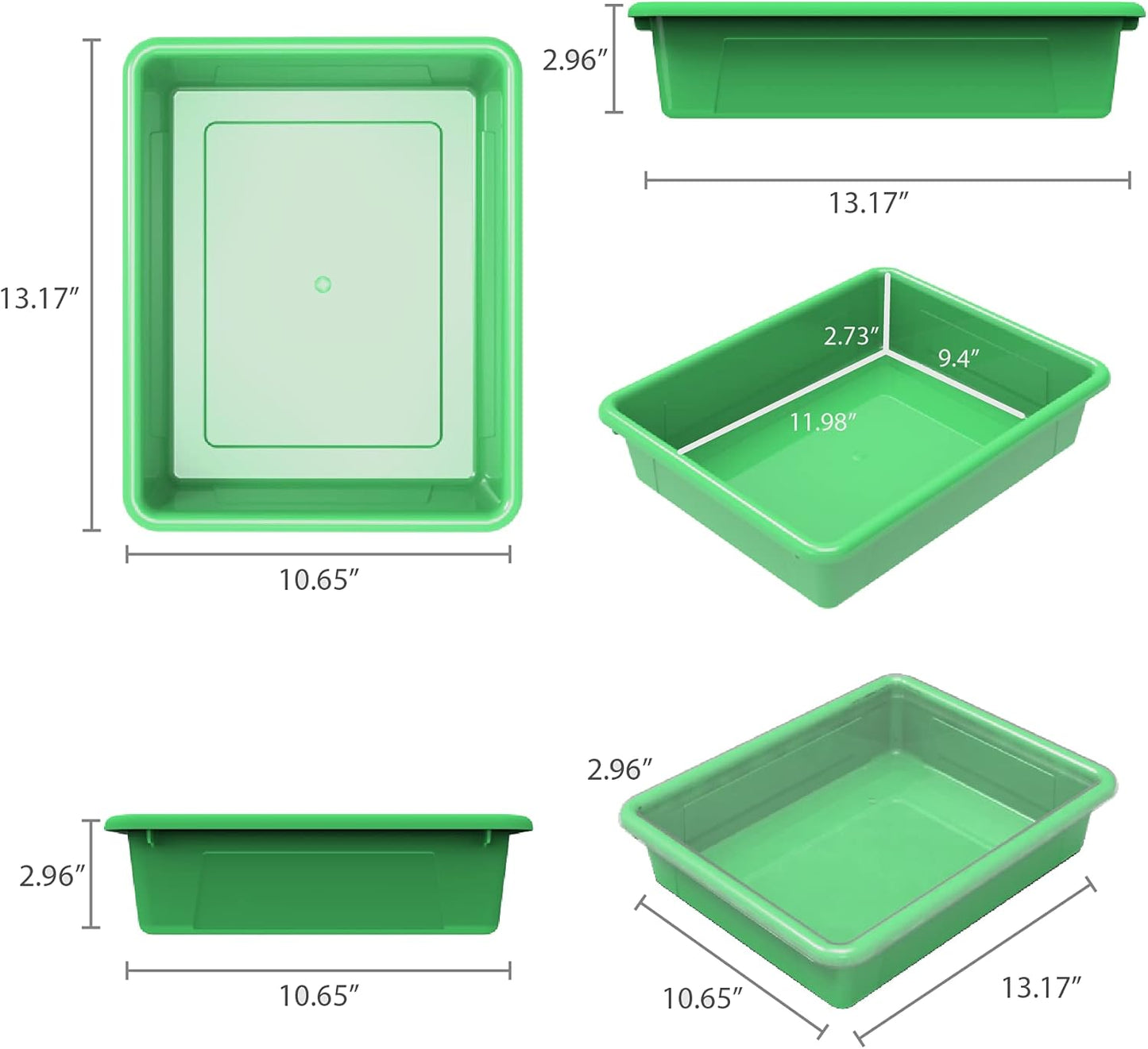 Storex Letter Size Flat Storage Tray – Organizer Bin for Classroom, Office and Home, Clear, 5-Pack (62531A05C), 10 x 13 x 3 Inches