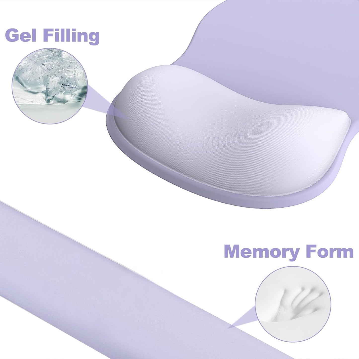 Ergonomic Mouse Pad with Wrist Rest and Keyboard Wrist Rest, Black Mousepad and Wrist Rest for Computer Keyboard, Pain Relief, Non-Slip PU Base, Gel Mouse Pad with Wrist Support for Gaming, Office