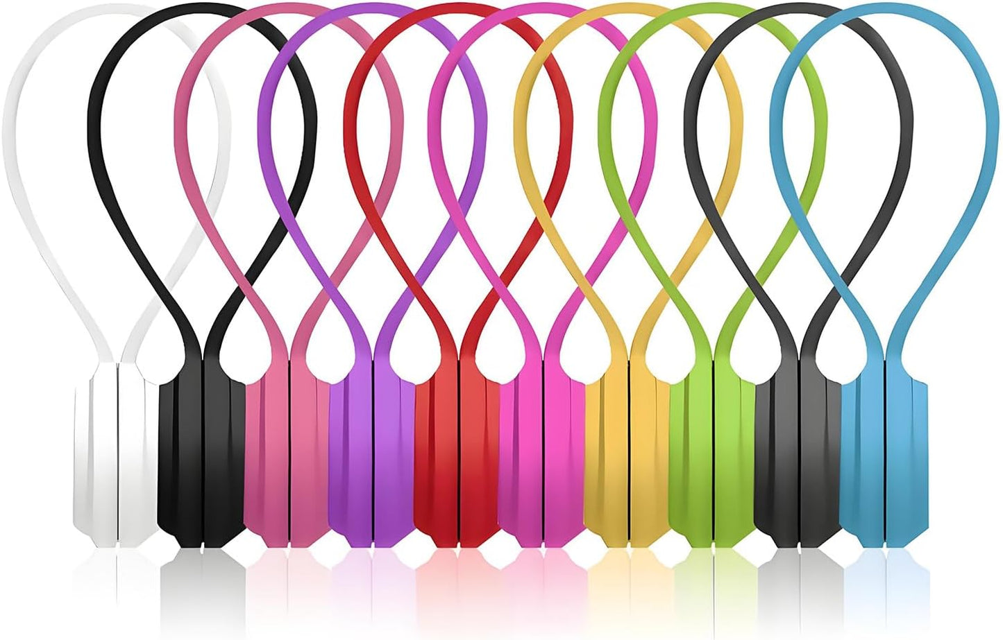 10 Pcs Reusable Magnetic Cord Organizers, Silicone Magnetic Cable Ties with Strong Magnets for Cable Bundling & Holding Bookmarks - Cord Ties for Electronics - Suitable for Office, Home, School
