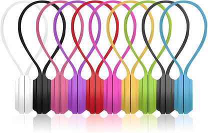10 Pcs Reusable Magnetic Cord Organizers, Silicone Magnetic Cable Ties with Strong Magnets for Cable Bundling & Holding Bookmarks - Cord Ties for Electronics - Suitable for Office, Home, School