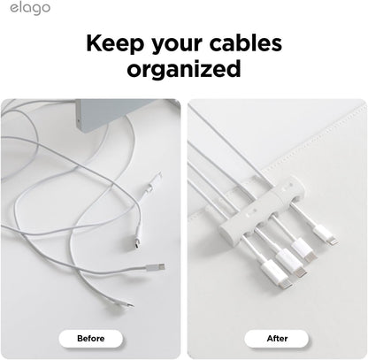 elago Magnetic Cable Management Organize 4 Cables, Powerful Magnets, Wire Holder Keeper Organizer Phone Home Office Desk Compatible with Magnetic Pad (1 Slot +3 Slot Set)[Stone]