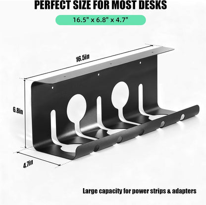 Under Desk Cable Management, 2 Pack 17" Cable Tray Organizer, No Drill or Screw Mount, Standing Desk Cable Management, Cord Organizer, White