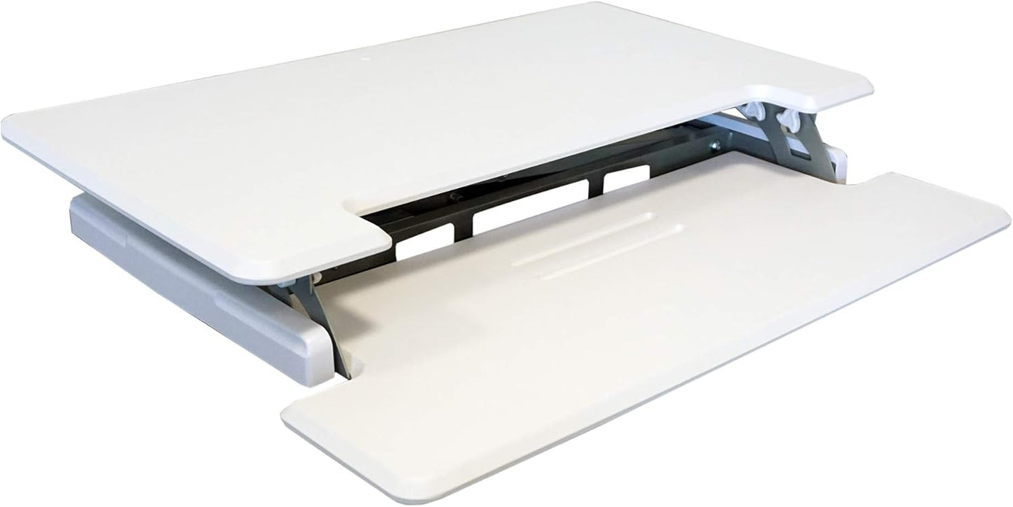Victor DCX610 Height Adjustable Compact Standing Desk| Black| 33” Wide Sit-Stand Dual Monitor Desk and Laptop Riser Workstation| Compatible with Most Monitor Arms
