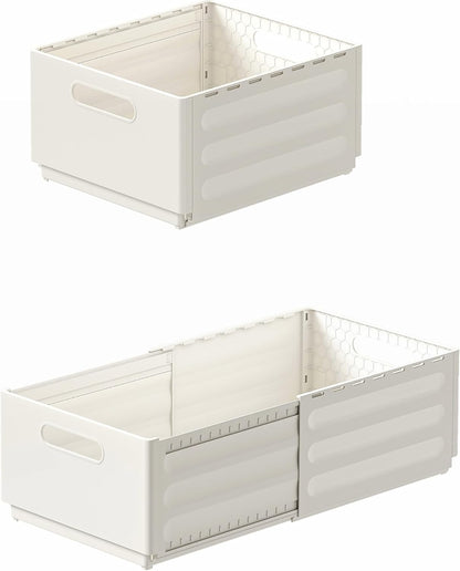 2 Pack Expandable Plastic Storage Boxes, Multi-Purpose Folding Organizer, Drawer Storage Divider For Bedroom, Kitchen And Snack Storage (s)