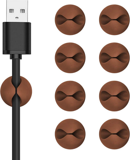 CHEFBEE 8 Pack Adhesive Cable Clips, Cable Cord Holder Organizer Management System for Desk, Wire Clips for All Your Computer, Electrical, Charging or Mouse Cord, Black