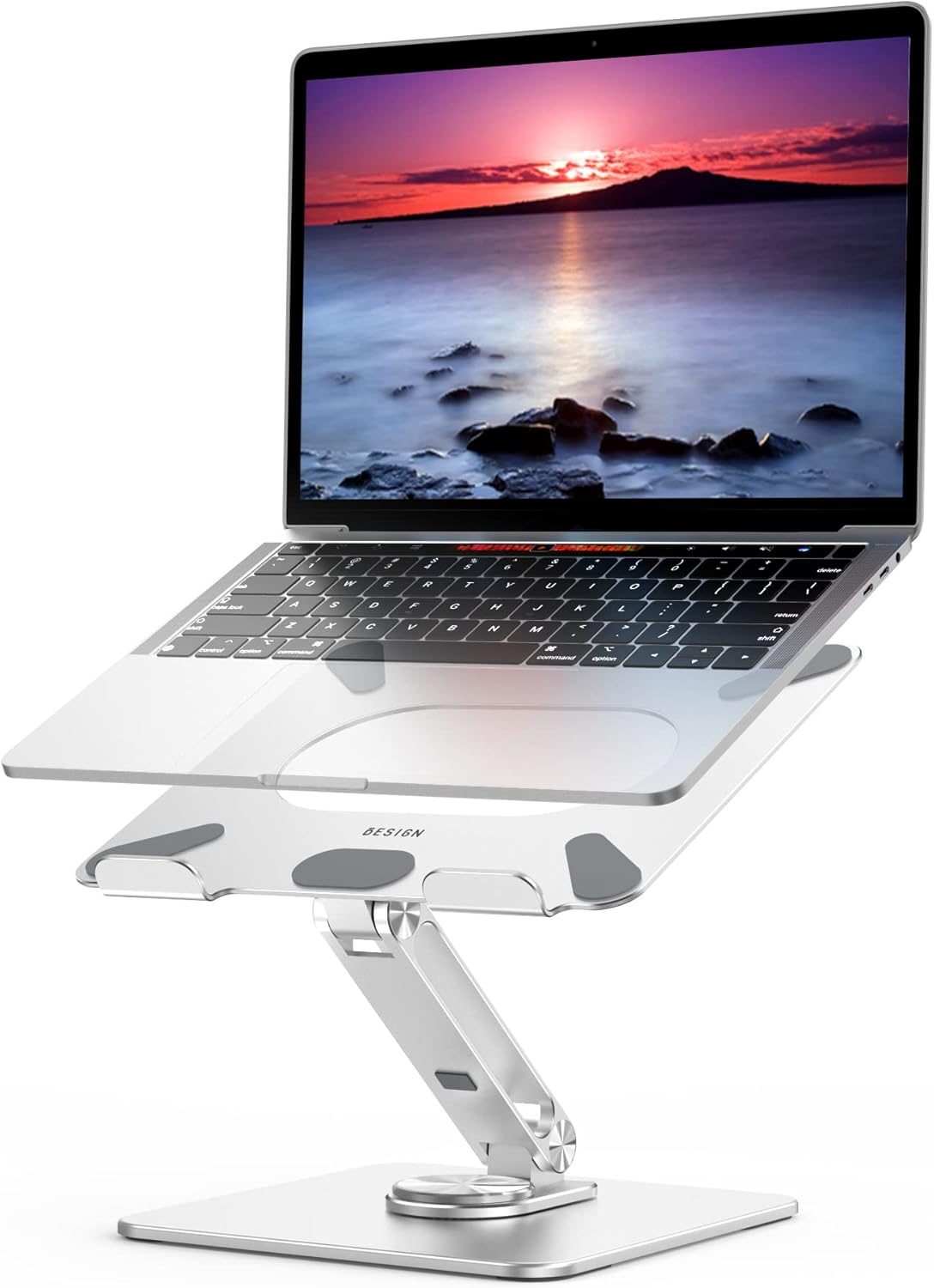 BESIGN LSX7 Laptop Stand with 360 Rotating Base, Ergonomic Adjustable Notebook Riser, Foldable Computer Holder Compatible with 10-15.6" Laptops (Black)