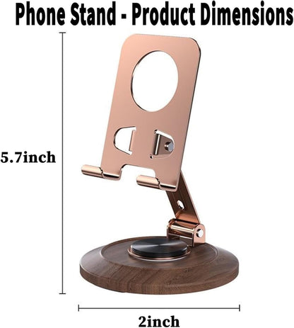 Adjustable Cell Phone Stand,360 Rotating Foldable Desktop Cellphone Stand with Anti-Slip Base Portable Phone Holder for iPhone 17 16 15 14 13 Pro Max, All Smart Phones, iPad