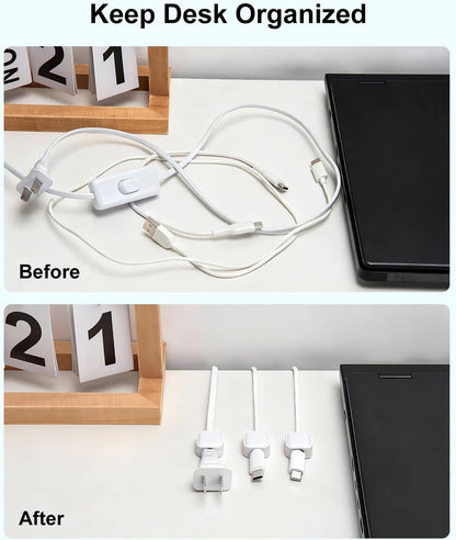 Art3d 8 Pack Magnetic Cable Clips, White Cable Management Accessories, Cord Smooth Adjustable & Adhesive Backing Cord Organizer for Office Home Organization, Desk, Wall, Nightstand, Phone, Car