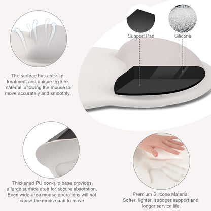 MOSISO Wrist Rest Support for Mouse Pad&Keyboard Set, Circle Curved Ergonomic Mousepad&Coaster Non-Slip Base Home/Office Pain Relief&Easy Typing Pad with Soft Cloth&Silicone Lining, Antique Green